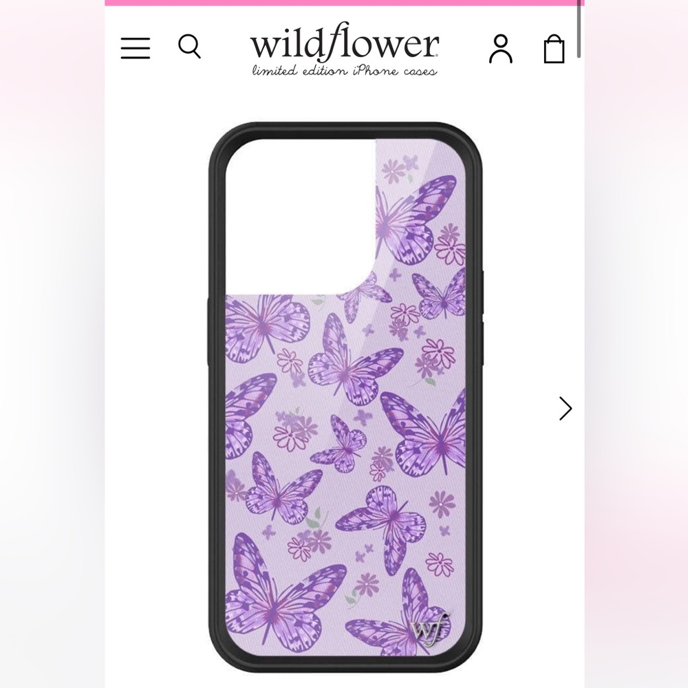 Wildflower Purple Butterfly iPhone 14 Pro case